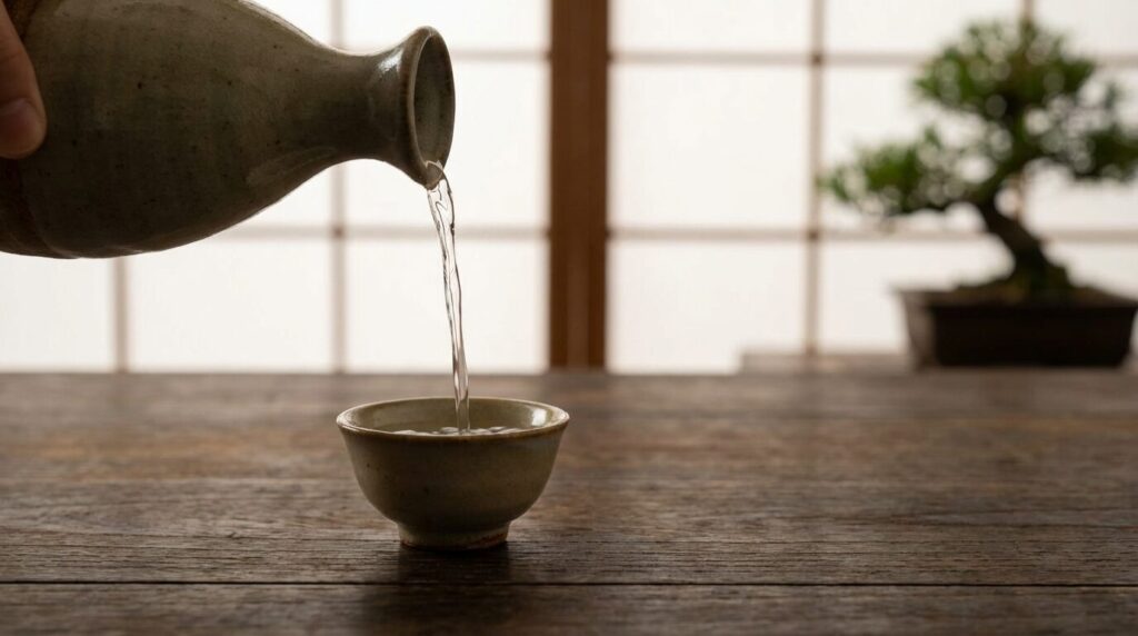 おちょこに注がれる純米大吟醸