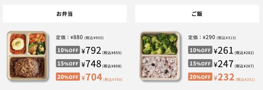 デリピックスはおかずとご飯が別売り