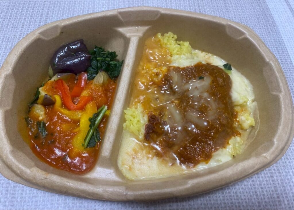 よくばりプレート　豆腐から作ったお肉のミラノ風ドリア＆カポナータ